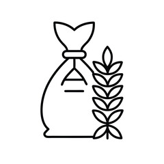 Sack of Wheat Grain with Wheat Stalk Outline Icon