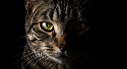 Mysterious Feline Face in Dramatic Low Light