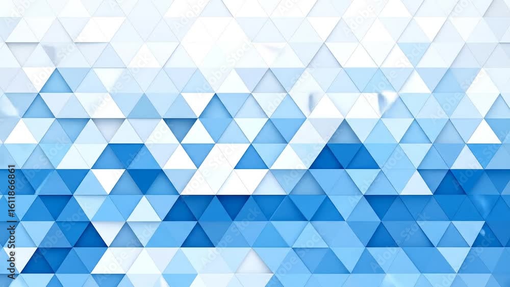Poster abstract triangular pattern, dynamic blue and white design