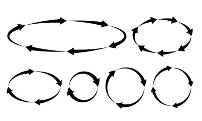 Black Arrow Icon Set for Flow and Cycle Diagrams