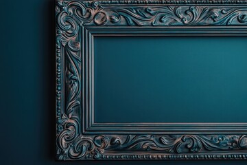 Empty antique picture frame hanging on a textured wall