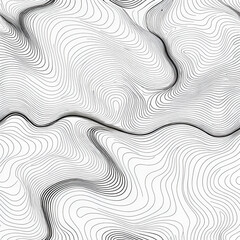 White Black Military Topographic Contour Map Vector Graphic Abstract Background. Topography Wavy Lines Pattern Modern Wide Abstraction. Outline Terrain Relief Cartography Geographical Map Illustration
