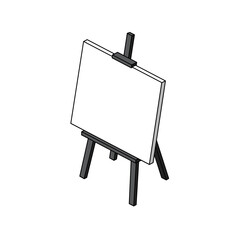 Isometric blank easel with canvas for drawing or painting