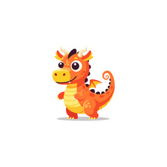 Cute dragon icon logo flat vector design