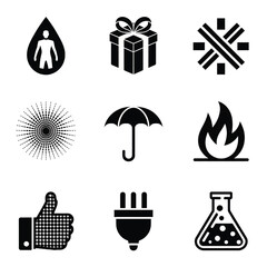 Diverse Vector Icon Set Black and White Collection Representing Various Concepts and Utilities for Design Projects