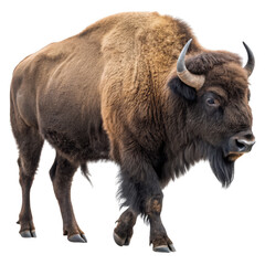 A majestic bison stands isolated on a transparent background