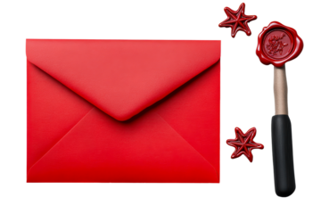 Bright red envelope with seal and stars for special occasion
