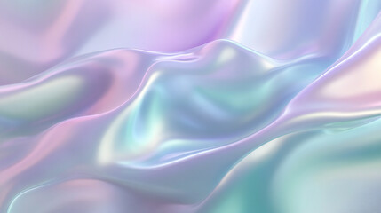 Obraz premium Iridescent Abstract Background with Holographic Pastel Waves Texture