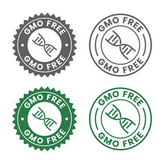 Obraz premium GMO Free Icon Set. Non-GMO Label, No Artificial Chemicals Badge, Logo, Symbol, Emblem, Stamp. Line Vector Isolated for Organic, Natural, Chemical-Free Product Packaging Design.