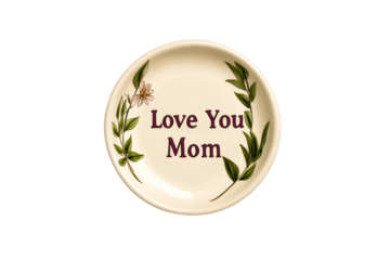 Decorative plate expressing love for mom with floral design