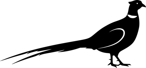 pheasant silhouette line art vector illustration with a white background

