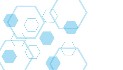 Geometric abstract background with blue hexagons. Computer network concept. Medical, technology or science design