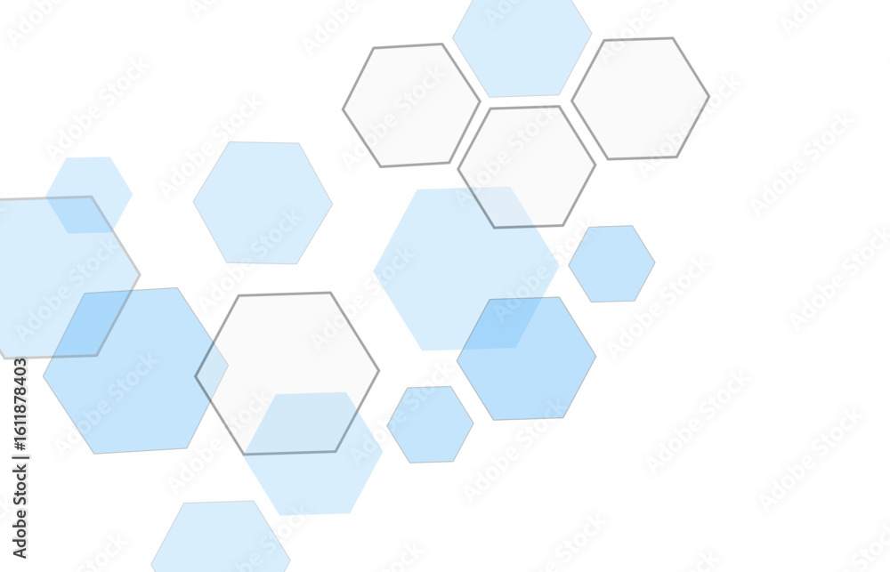 Aufkleber geometric abstract background with blue hexagons. computer network concept. medical, technology or s