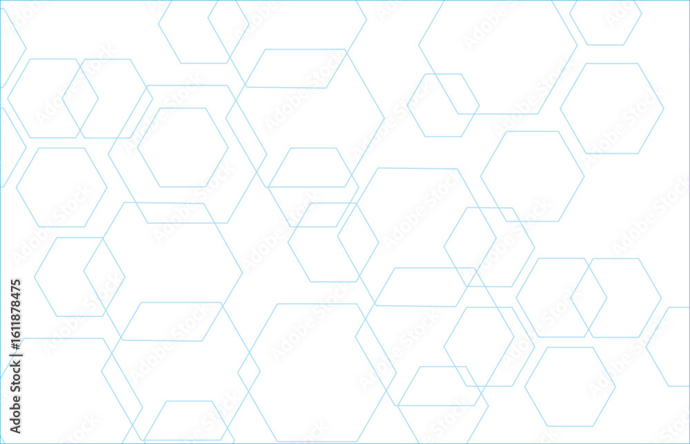 Poster geometric abstract background with blue hexagons. computer network concept. medical, technology or s