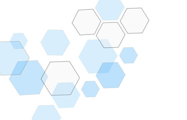 Geometric abstract background with blue hexagons. Computer network concept. Medical, technology or science design