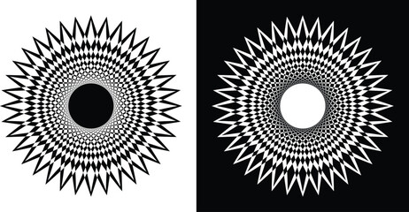 Black and white floral lace pattern with vintage ornate decoration. Intricate Black and White Mandala Design with Detailed Floral Patterns on Contrasting Backgrounds