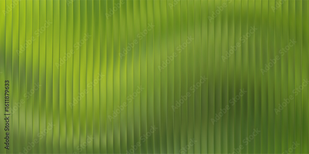 Poster green ribbed glass background with gradient texture and abstract 3d vertical lines. premium frosted 
