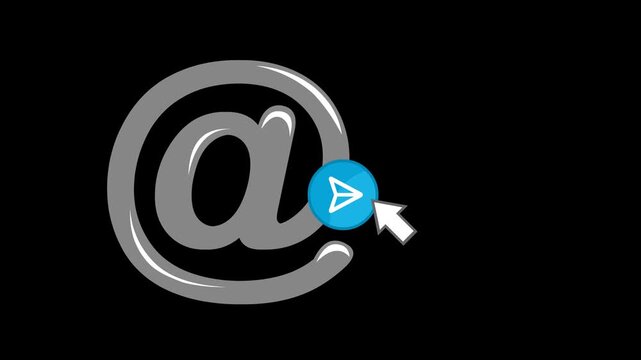 video animation computer cursor mouse click arroba electronic mail button concept icon, on a transparent background with alpha channel set to zero