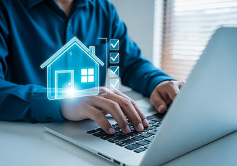 Digital home inspection and property management on laptop