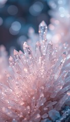 Crystal cluster soft light quartz pink