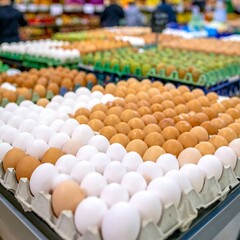 Obraz premium Eggs in cartons at a grocery store
