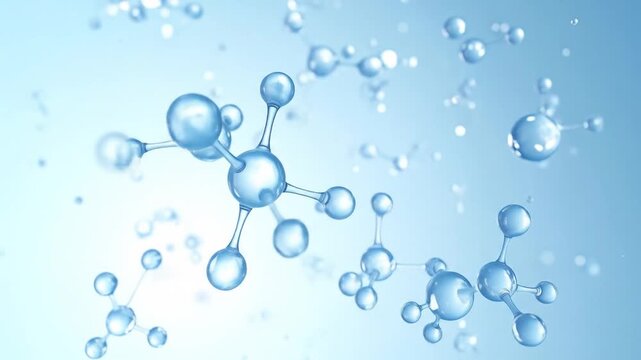 Animated Molecular Structure, Light Blue, Scientific Visualization