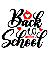 Back To School typography clip art design on plain white transparent isolated background for card, shirt, hoodie, sweatshirt, apparel, tag, mug, icon, poster or badge