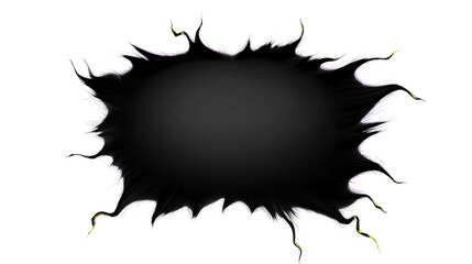 Unique black abstract shape on transparent background