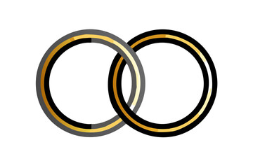 Interlocking rings graphic design element for wedding or partnership concept art