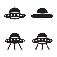 Set of four UFO Icons vector Isolated on white background.eps