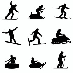 Fototapeta premium Vector silhouettes of skiers