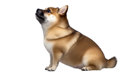 Fluffy dog on a transparent background