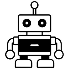 Fototapeta premium Cute cartoon robot character silhouette isolated on white background