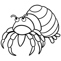 Cute hermit crab silhouette isolated on white background