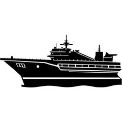 Obraz premium Modern luxury cruise ship silhouette isolated on white background