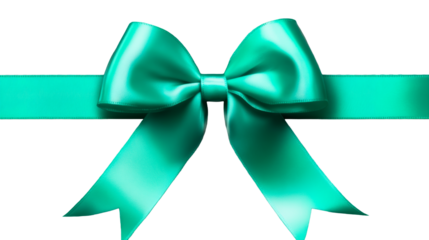 Elegant teal bow with ribbon on a transparent background for gifts