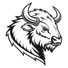 Bison head silhouette isolated on white background