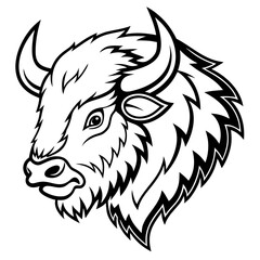 Obraz premium Bison head silhouette isolated on white background