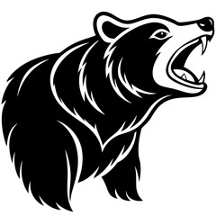 Obraz premium Aggressive bear head silhouette isolated on white background