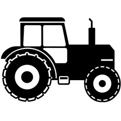 Obraz premium Black tractor silhouette isolated on white background
