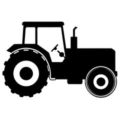 Obraz premium Black tractor silhouette isolated on white background
