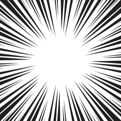 Obraz premium Manga comic explosion, motion or movement effect, vector background. Manga anime cartoon radial speed lines and abstract pattern for comic book burst, flash ray or explode bang action