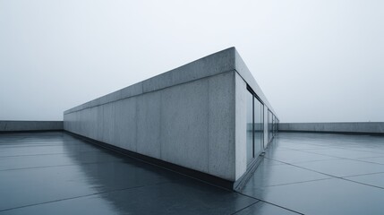 Fototapeta na wymiar Modern roof membrane with reflective surface and minimalist architectural design