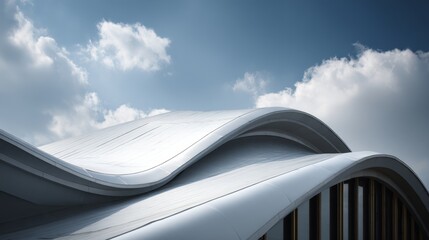 Modern roof membrane with reflective surface and minimalist architectural design