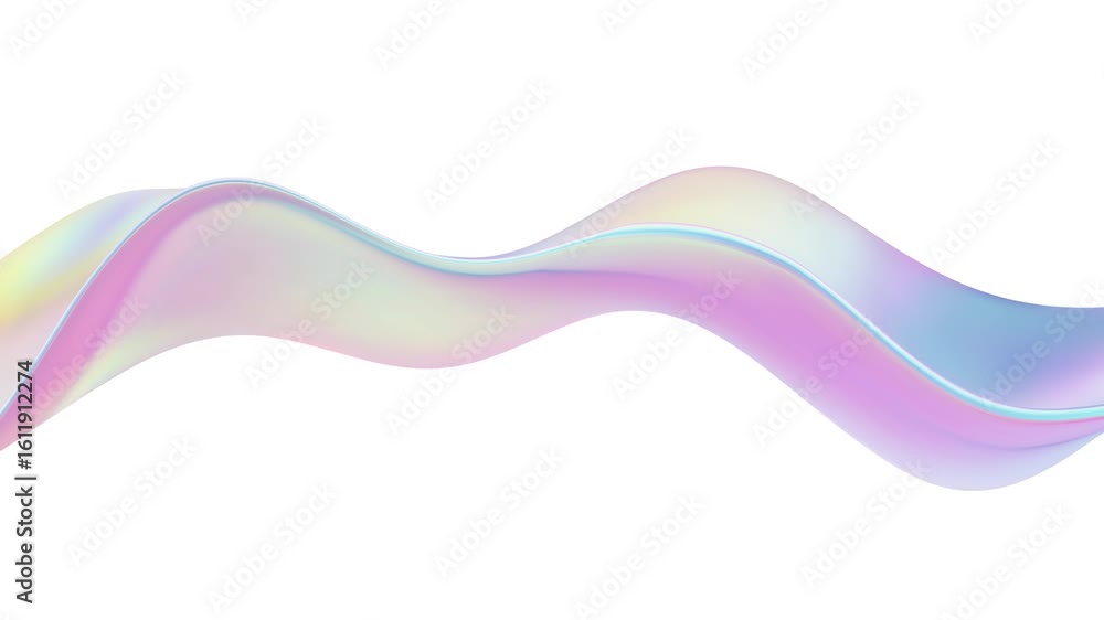 Poster 3d abstract wave liquid background with glass ribbon fluid and blue shapes. holographic gradient for