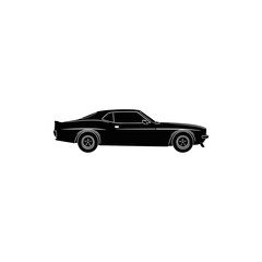 Muscle car silhouette icon logo flat vector design