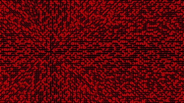 Red matrix code abstract background, digital data flow in a futuristic cyber world