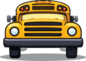 A bright yellow school bus isolated on white background