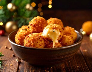 Crispy cheese balls in a bowl