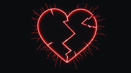 4K Animated Broken Red Heart Icon on Black Background – Heartbreak, Love Loss, and Emotional Pain Concept.